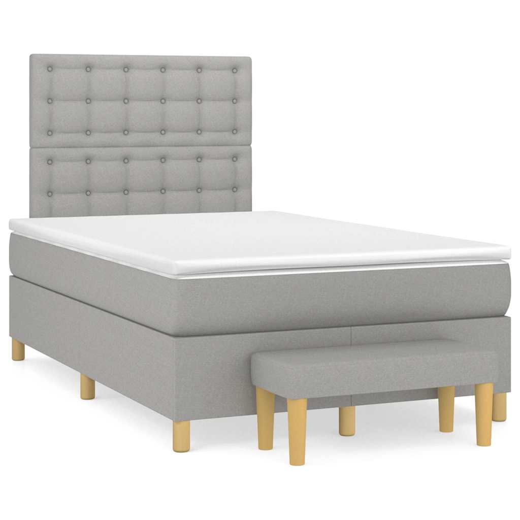 Giroletto a Molle con Materasso Grigio Chiaro 120x190cm Tessuto | homemem39