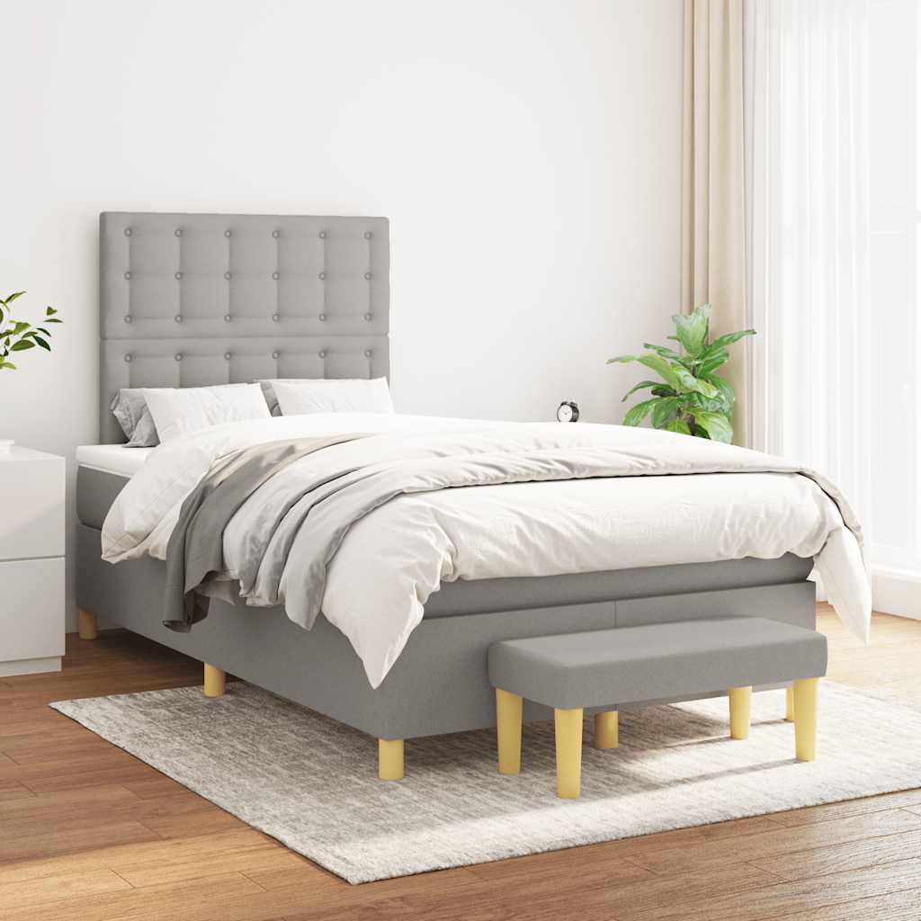 Giroletto a Molle con Materasso Grigio Chiaro 120x190cm Tessuto | homemem39