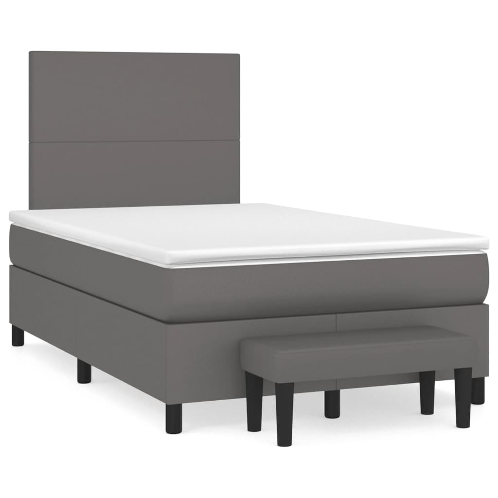 Giroletto a Molle con Materasso Grigio 120x190 cm in Similpelle | homemem39