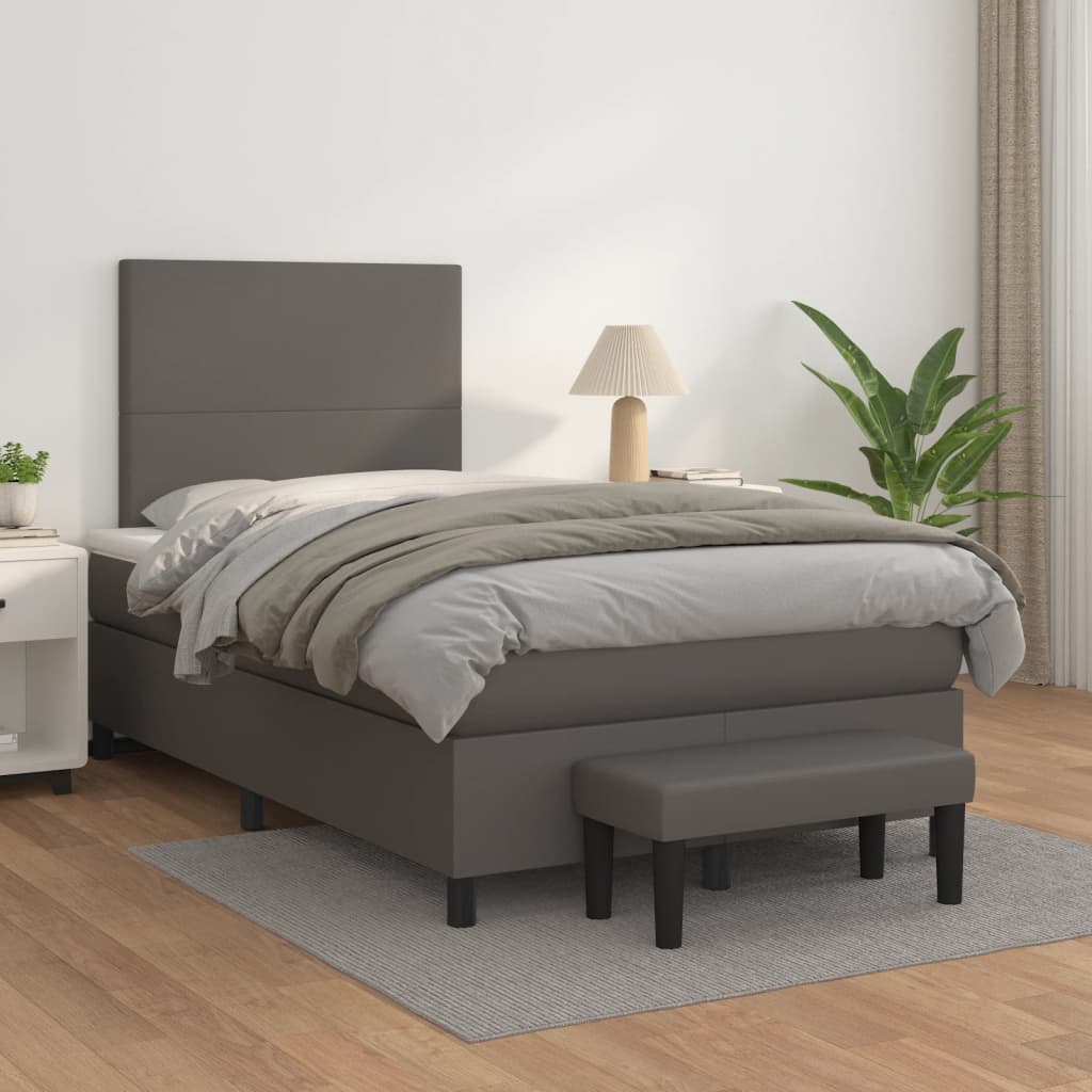 Giroletto a Molle con Materasso Grigio 120x190 cm in Similpelle | homemem39