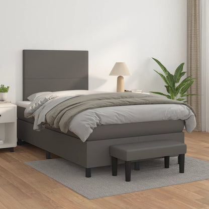 Giroletto a Molle con Materasso Grigio 120x190 cm in Similpelle | homemem39