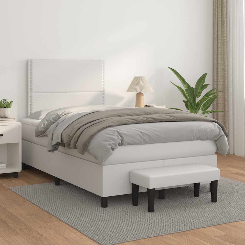 Giroletto a Molle con Materasso Bianco 120x190 cm in Similpelle | homemem39
