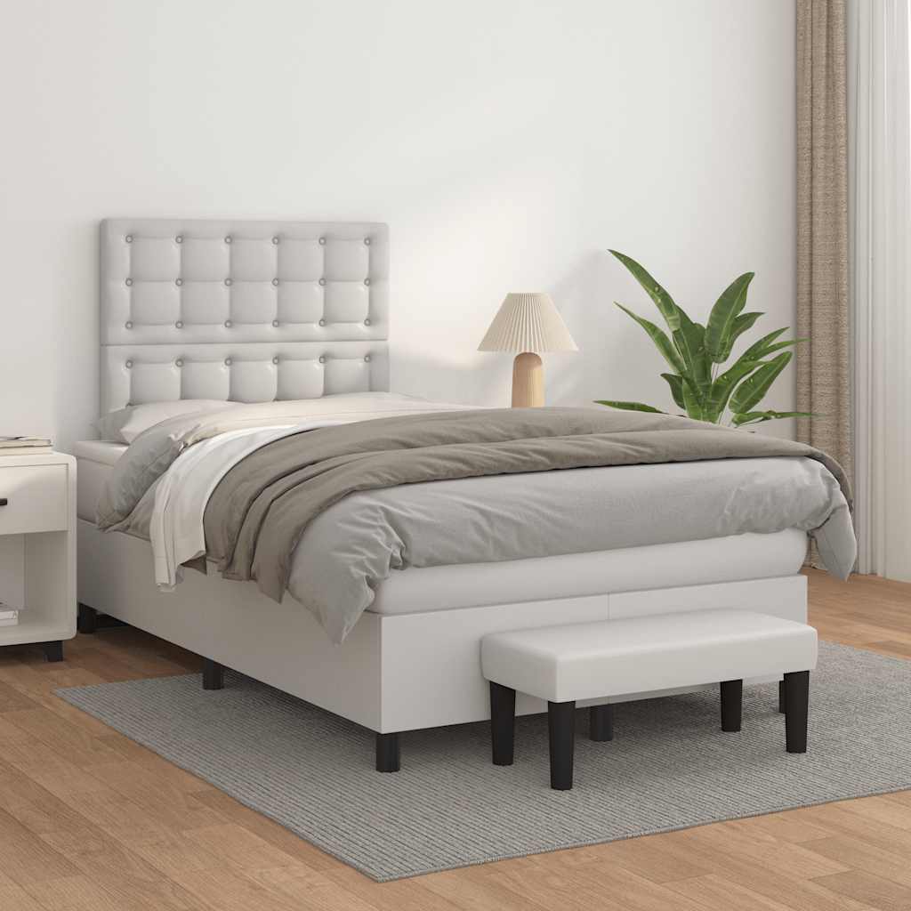 Giroletto a Molle con Materasso Bianco 120x190 cm in Similpelle | homemem39