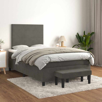 Giroletto a Molle con Materasso Grigio Scuro 120x190 cm Velluto | homemem39
