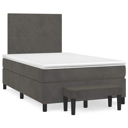Giroletto a Molle con Materasso Grigio Scuro 120x190 cm Velluto | homemem39