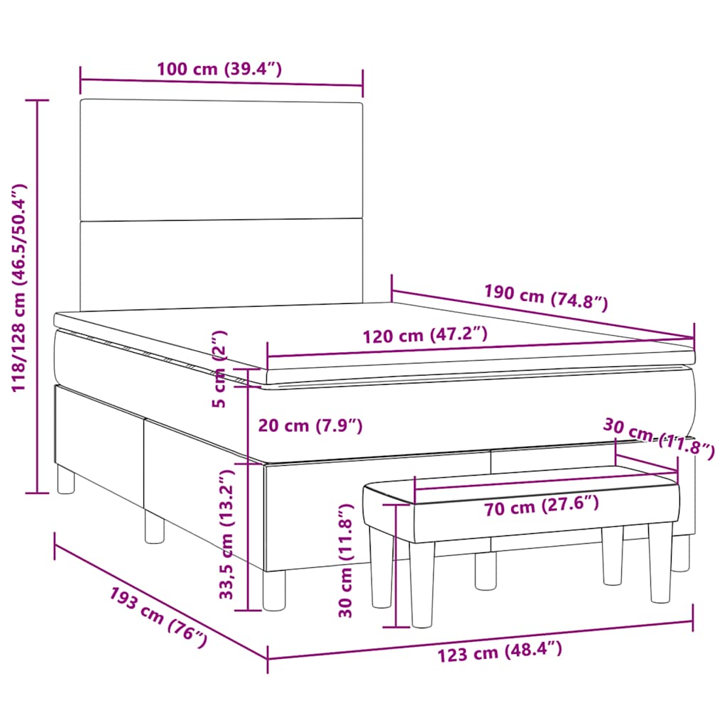 Giroletto a Molle con Materasso Rosa 120x190 cm in Velluto | homemem39