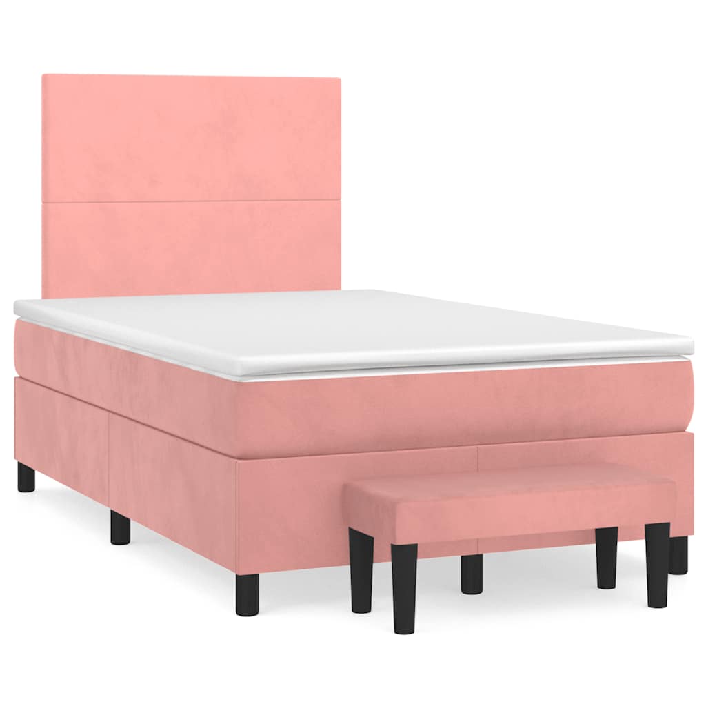 Giroletto a Molle con Materasso Rosa 120x190 cm in Velluto | homemem39