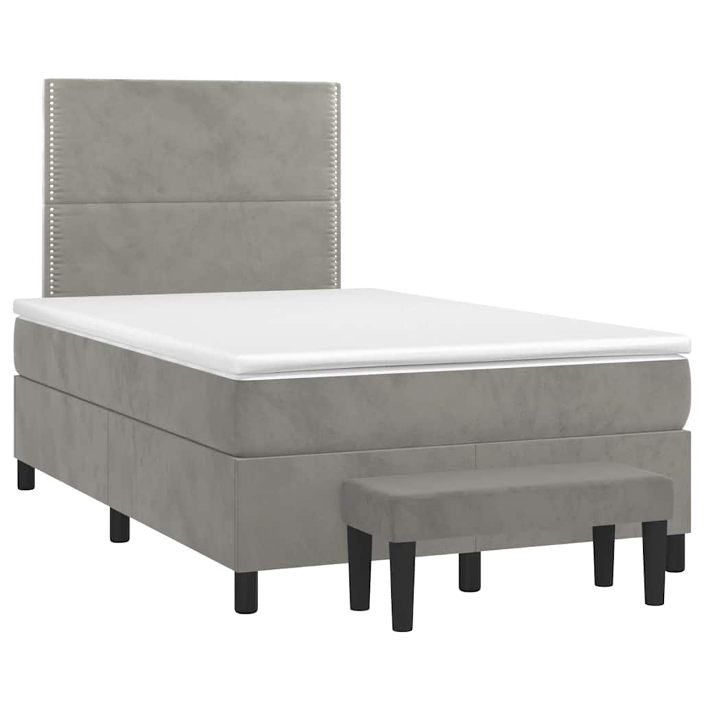 Giroletto a Molle con Materasso Grigio Chiaro 120x190cm Velluto | homemem39