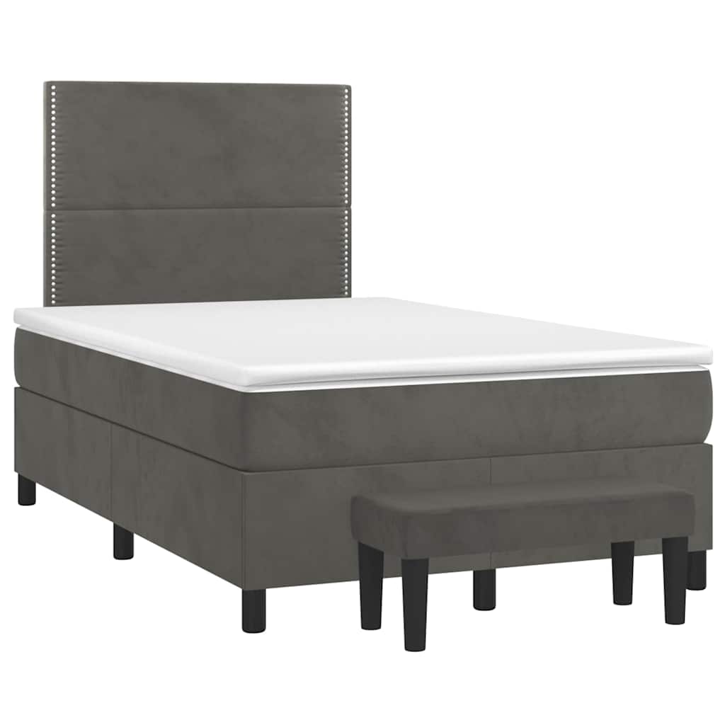 Giroletto a Molle con Materasso Grigio Scuro 120x190 cm Velluto | homemem39