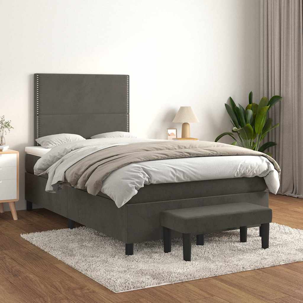 Giroletto a Molle con Materasso Grigio Scuro 120x190 cm Velluto | homemem39
