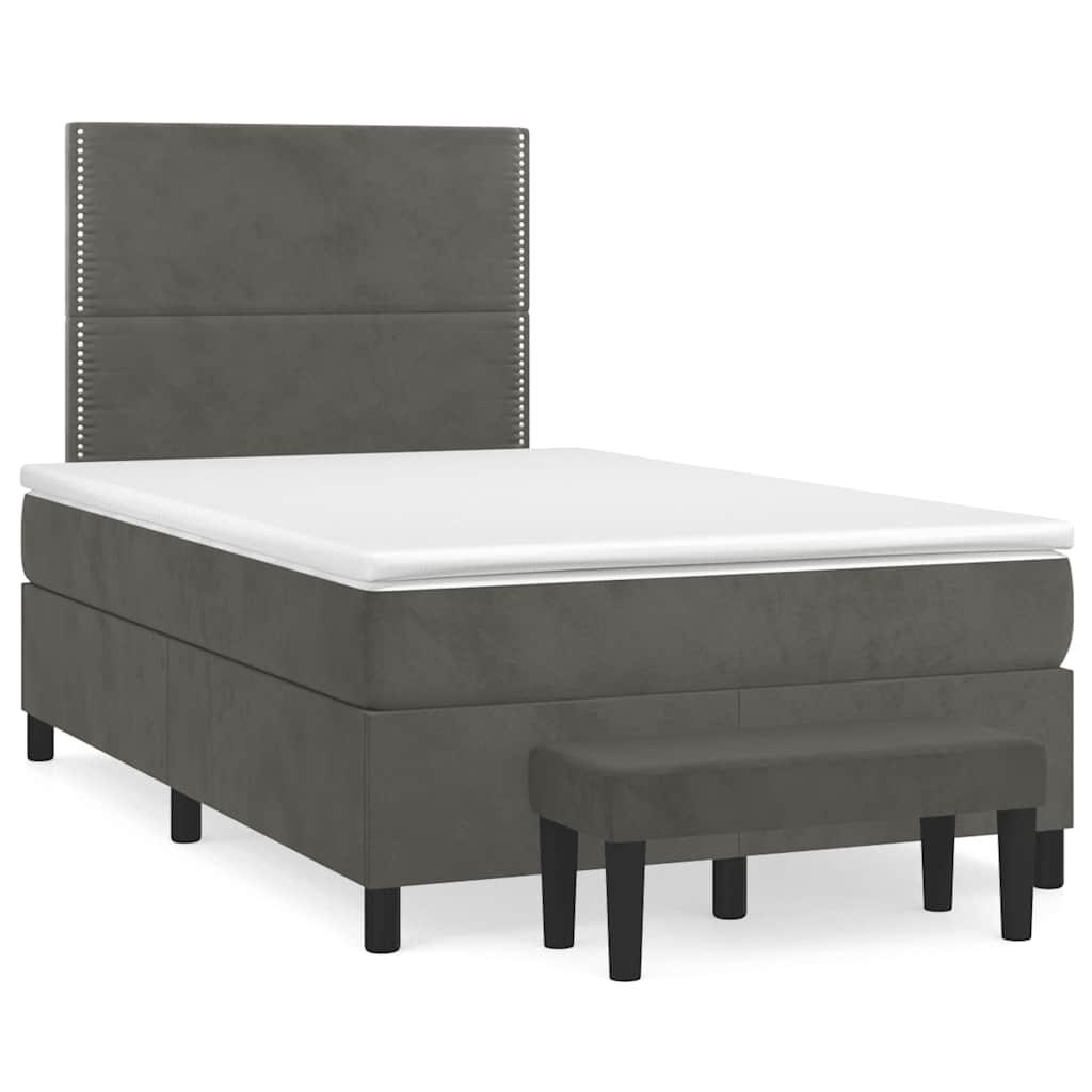 Giroletto a Molle con Materasso Grigio Scuro 120x190 cm Velluto | homemem39
