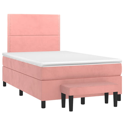 Giroletto a Molle con Materasso Rosa 120x190 cm in Velluto | homemem39