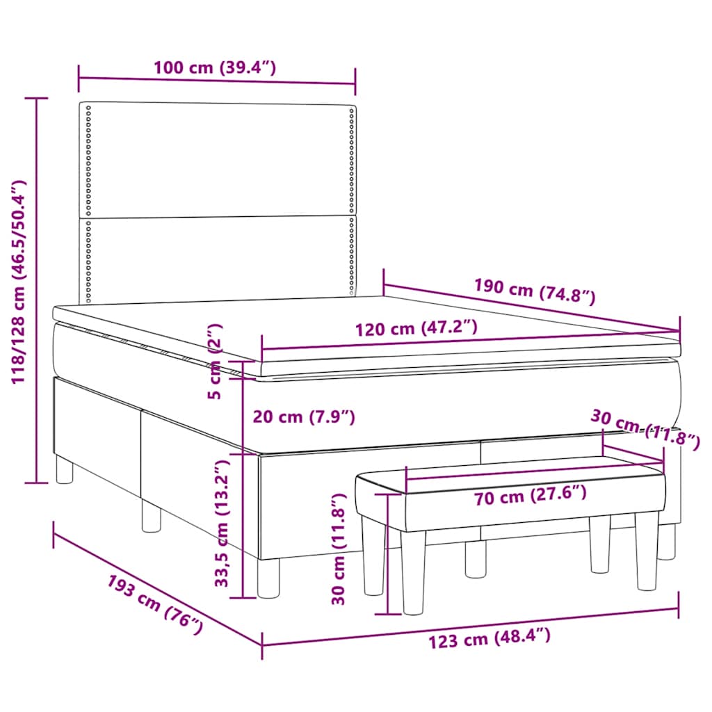 Giroletto a Molle con Materasso Rosa 120x190 cm in Velluto | homemem39