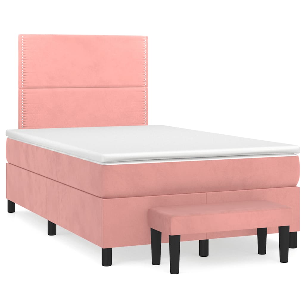 Giroletto a Molle con Materasso Rosa 120x190 cm in Velluto | homemem39