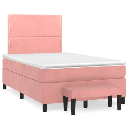 Giroletto a Molle con Materasso Rosa 120x190 cm in Velluto | homemem39