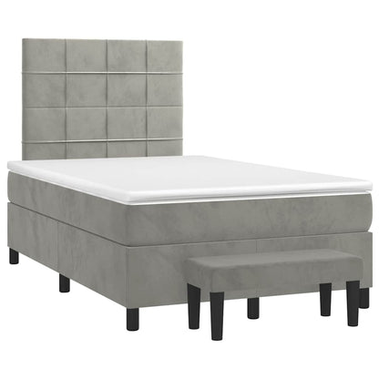 Giroletto a Molle con Materasso Grigio Chiaro 120x190cm Velluto | homemem39