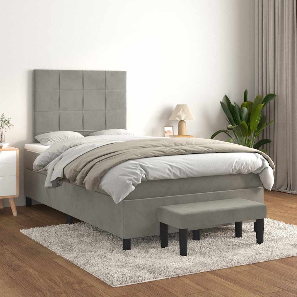Giroletto a Molle con Materasso Grigio Chiaro 120x190cm Velluto | homemem39
