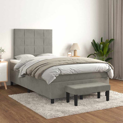 Giroletto a Molle con Materasso Grigio Chiaro 120x190cm Velluto | homemem39