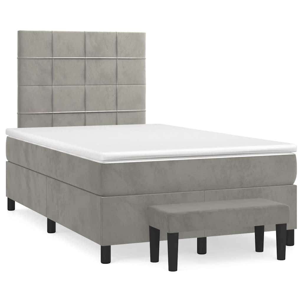 Giroletto a Molle con Materasso Grigio Chiaro 120x190cm Velluto | homemem39