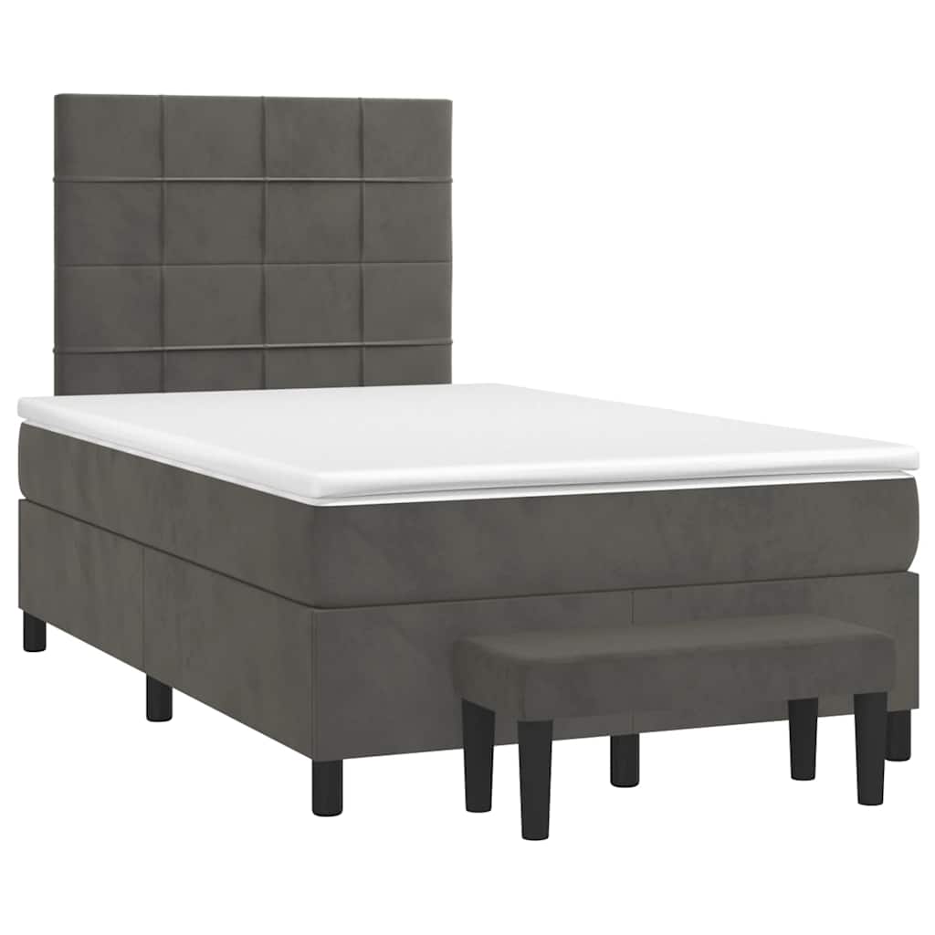 Giroletto a Molle con Materasso Grigio Scuro 120x190 cm Velluto | homemem39
