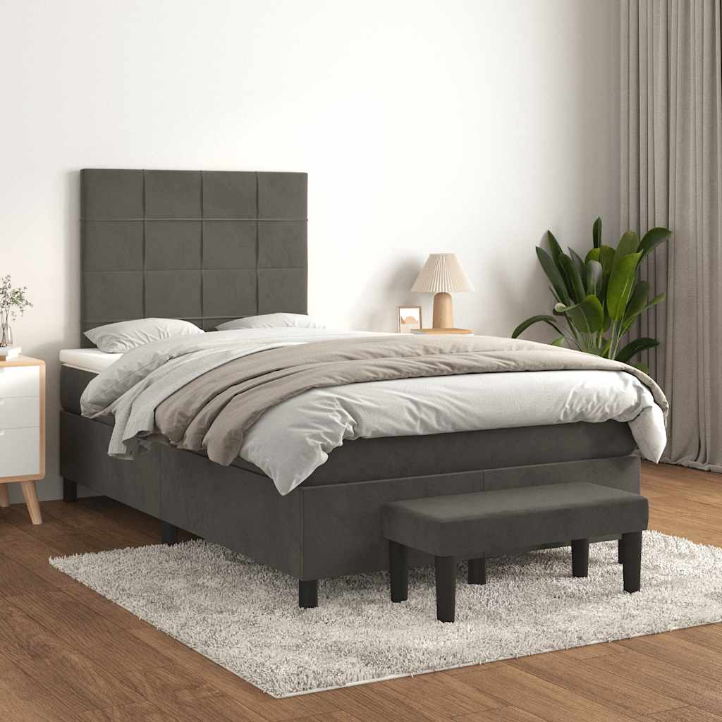Giroletto a Molle con Materasso Grigio Scuro 120x190 cm Velluto | homemem39