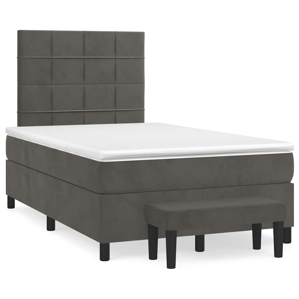 Giroletto a Molle con Materasso Grigio Scuro 120x190 cm Velluto | homemem39