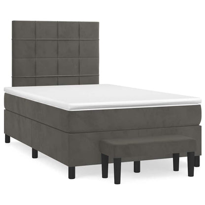 Giroletto a Molle con Materasso Grigio Scuro 120x190 cm Velluto | homemem39