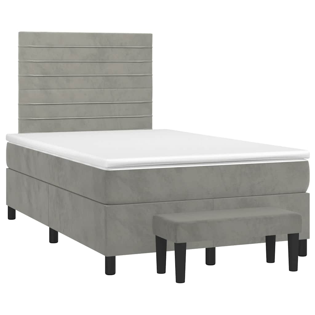 Giroletto a Molle con Materasso Grigio Chiaro 120x190cm Velluto | homemem39
