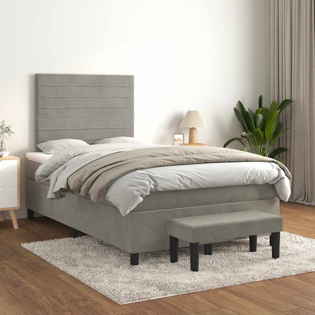 Giroletto a Molle con Materasso Grigio Chiaro 120x190cm Velluto | homemem39
