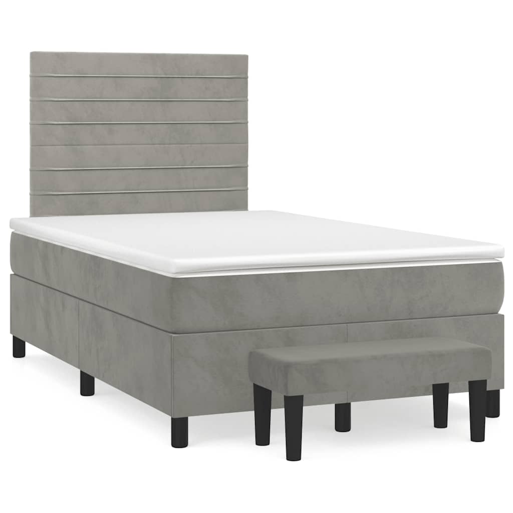 Giroletto a Molle con Materasso Grigio Chiaro 120x190cm Velluto | homemem39