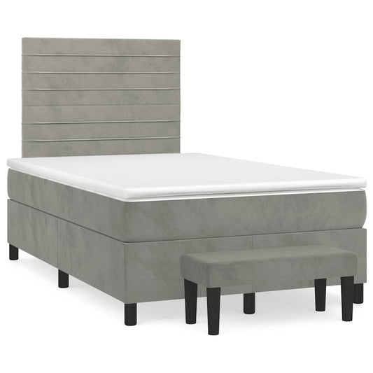 Giroletto a Molle con Materasso Grigio Chiaro 120x190cm Velluto | homemem39
