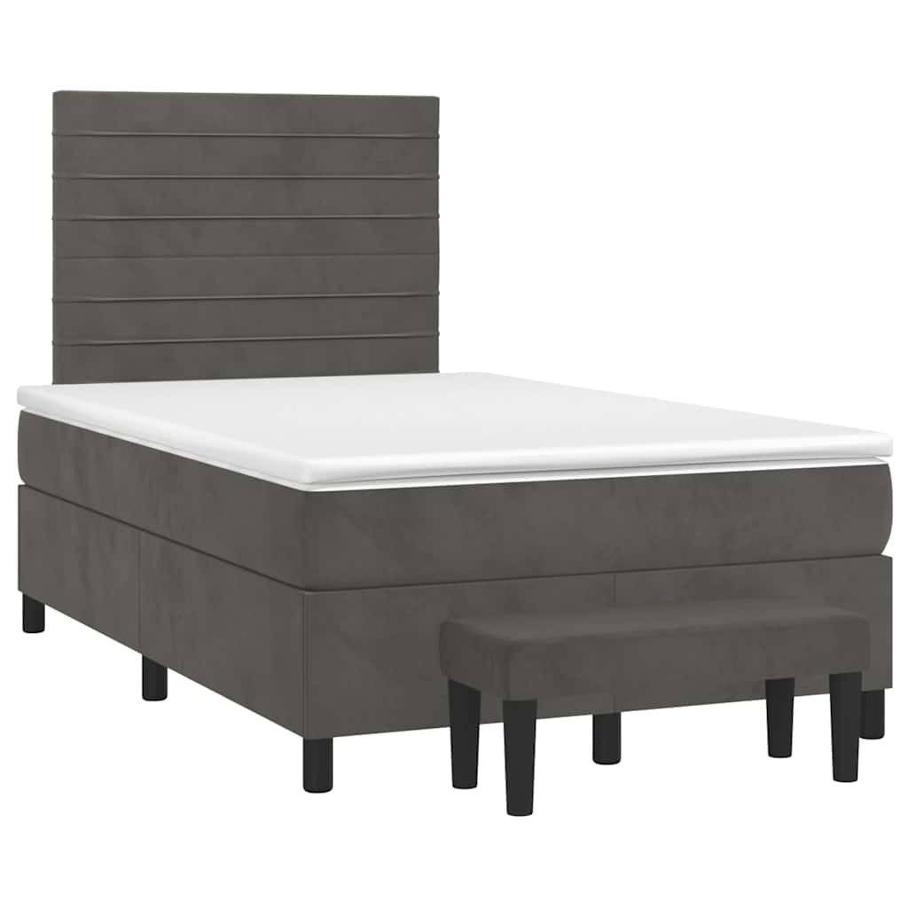 Giroletto a Molle con Materasso Grigio Scuro 120x190 cm Velluto | homemem39