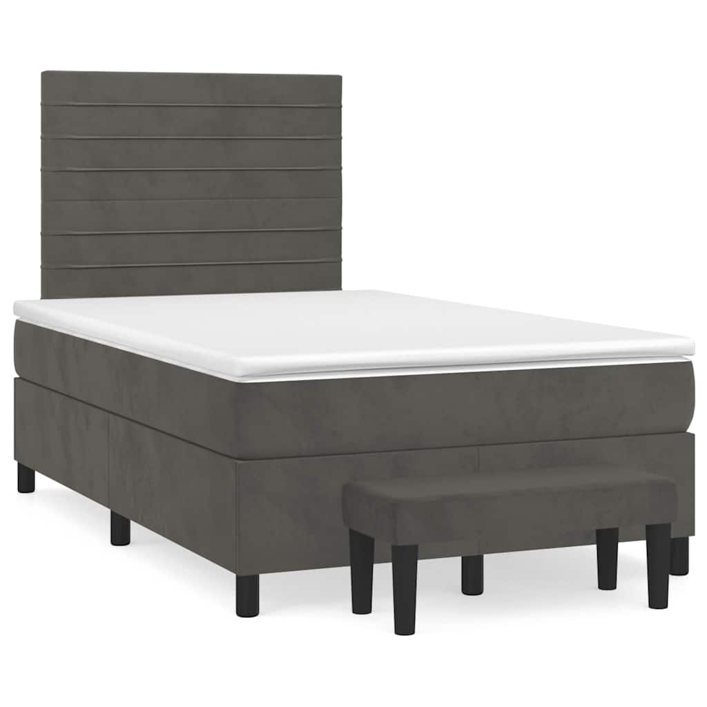 Giroletto a Molle con Materasso Grigio Scuro 120x190 cm Velluto | homemem39