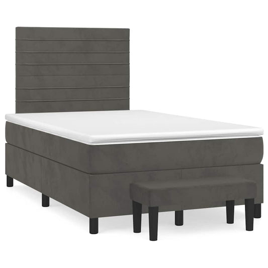 Giroletto a Molle con Materasso Grigio Scuro 120x190 cm Velluto | homemem39