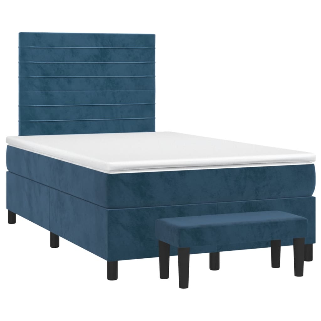 Giroletto a Molle con Materasso Blu Scuro 120x190 cm in Velluto | homemem39