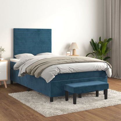 Giroletto a Molle con Materasso Blu Scuro 120x190 cm in Velluto | homemem39