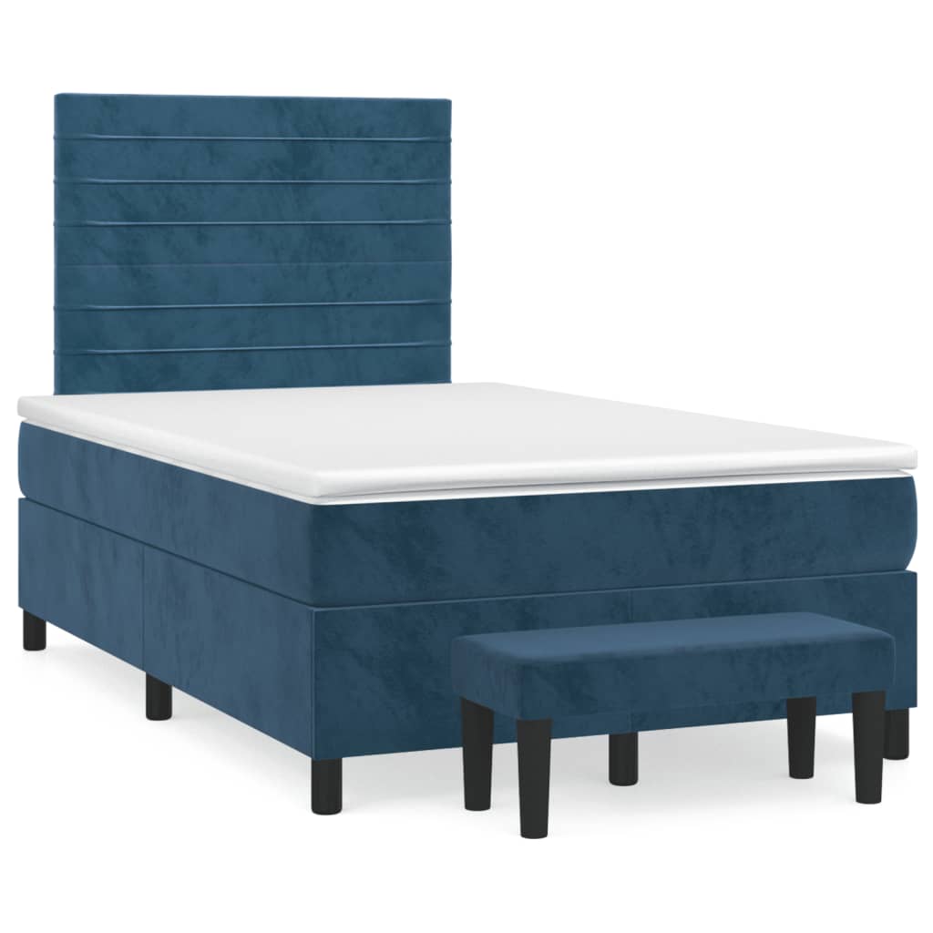 Giroletto a Molle con Materasso Blu Scuro 120x190 cm in Velluto | homemem39