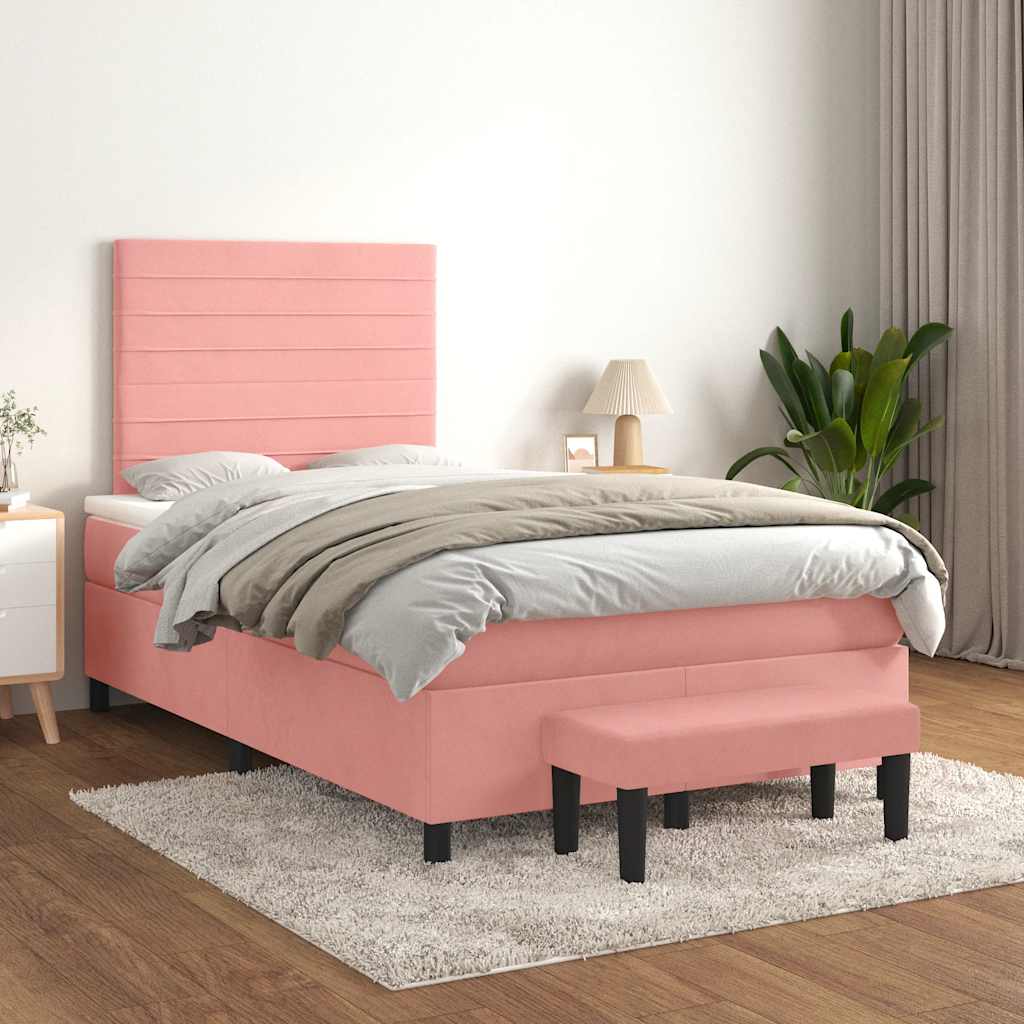 Giroletto a Molle con Materasso Rosa 120x190 cm in Velluto | homemem39