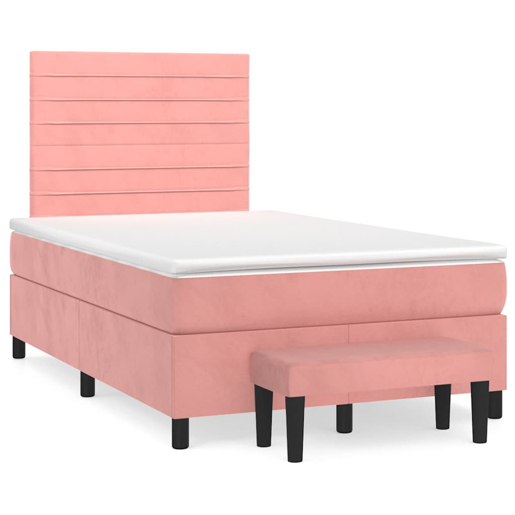 Giroletto a Molle con Materasso Rosa 120x190 cm in Velluto | homemem39