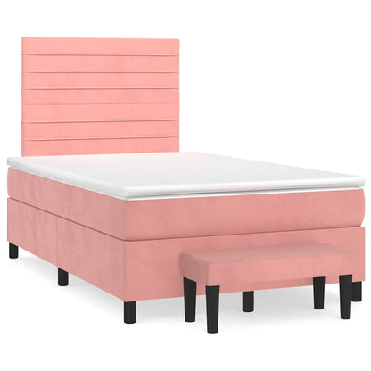 Giroletto a Molle con Materasso Rosa 120x190 cm in Velluto | homemem39