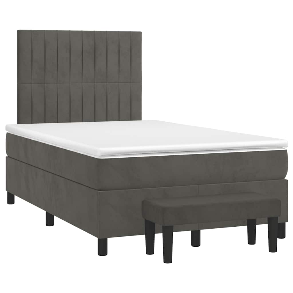 Giroletto a Molle con Materasso Grigio Scuro 120x190 cm Velluto | homemem39