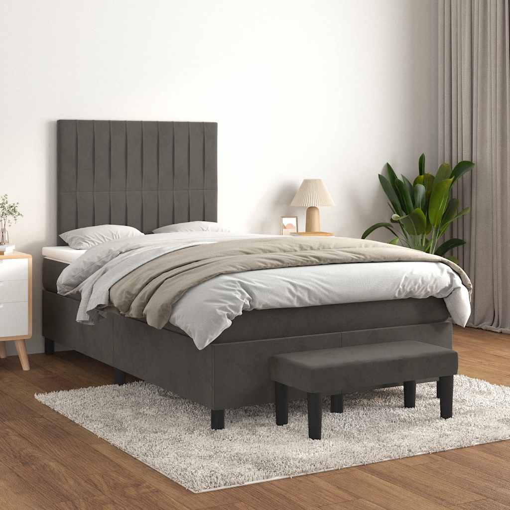 Giroletto a Molle con Materasso Grigio Scuro 120x190 cm Velluto | homemem39