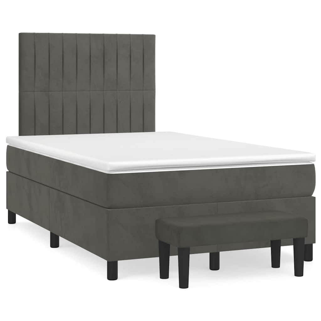 Giroletto a Molle con Materasso Grigio Scuro 120x190 cm Velluto | homemem39