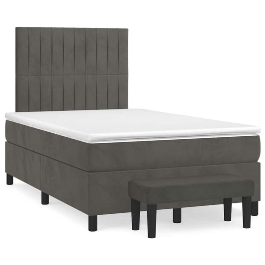 Giroletto a Molle con Materasso Grigio Scuro 120x190 cm Velluto | homemem39