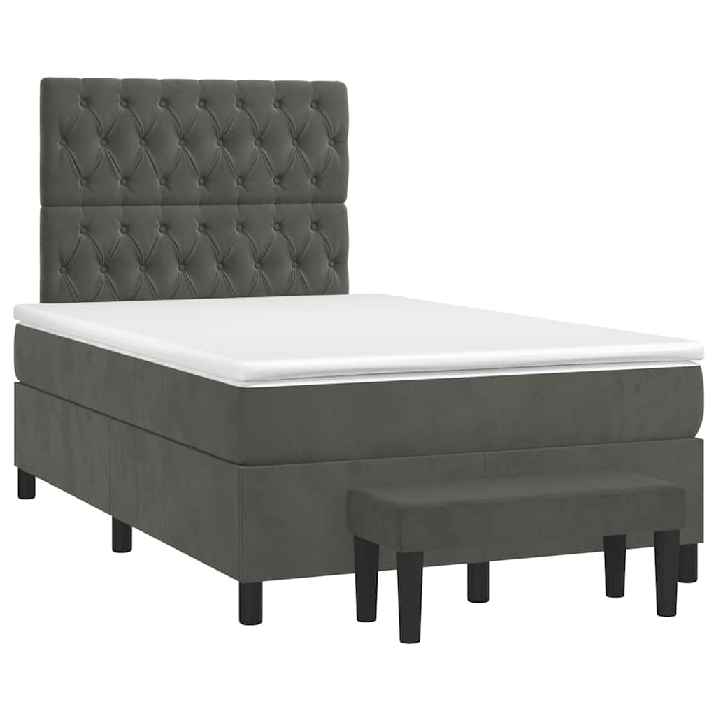 Giroletto a Molle con Materasso Grigio Scuro 120x190 cm Velluto | homemem39