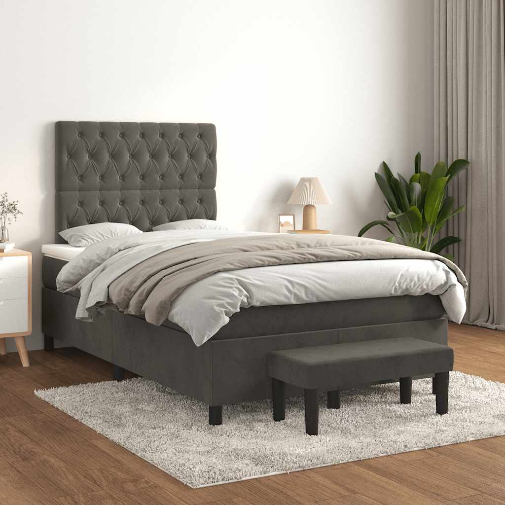 Giroletto a Molle con Materasso Grigio Scuro 120x190 cm Velluto | homemem39