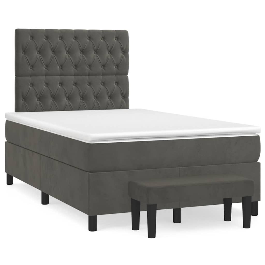 Giroletto a Molle con Materasso Grigio Scuro 120x190 cm Velluto | homemem39