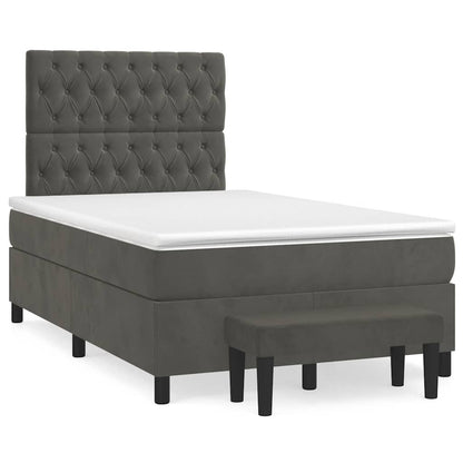 Giroletto a Molle con Materasso Grigio Scuro 120x190 cm Velluto | homemem39