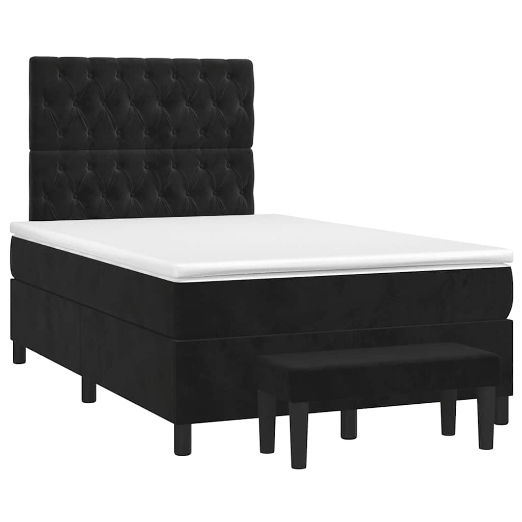Giroletto a Molle con Materasso Nero 120x190 cm in Velluto | homemem39