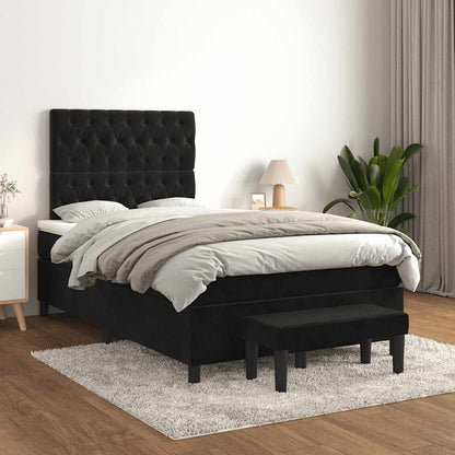 Giroletto a Molle con Materasso Nero 120x190 cm in Velluto | homemem39